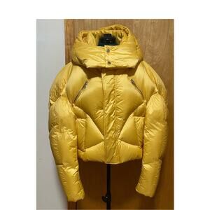 Chen Peng Large Fit Yellow Turtle Shell Puffer Hooded Down Coat Size S